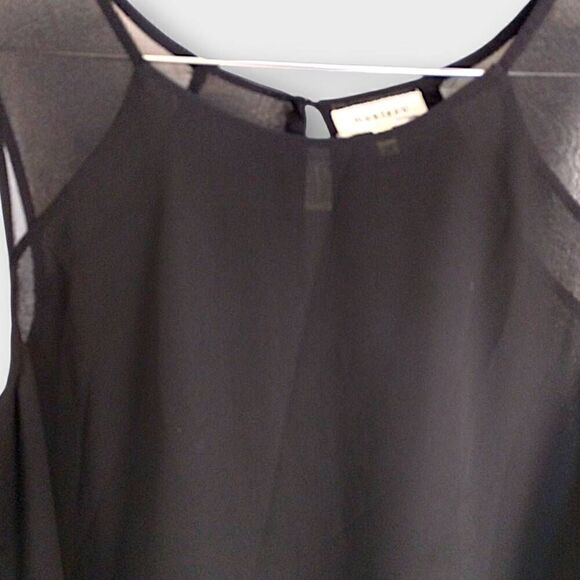 Monteau Womens Top Sz 1X Black Semisheer‎ Chiffon Tank Layers Witchy Whimsicore - Picture 4 of 11